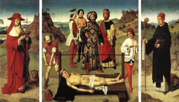 ダーク・バウツ Painting - 聖エラスムスの殉教 三連祭壇画 オランダのダーク・バウツ